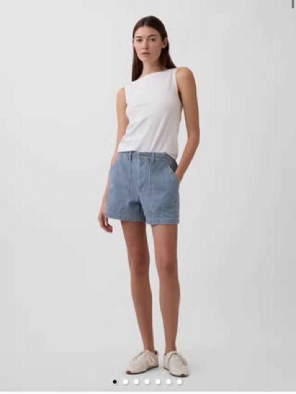 GAP Factory Light Blue High-Rise Denim-Style Shorts